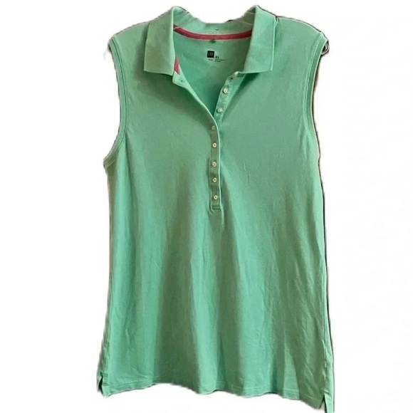 GAP Green Fitted Sleeveless Tank Top with Polo Collar - Picture 2 of 5